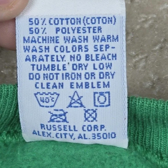 VTG 90s Russell Athletic Sweatshirt Large Women Green Snowman Christmas Holidays - Picture 8 of 12